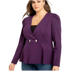 Eloquii Purple Peplum Fitted Blazer Jacket Size 14 NWT